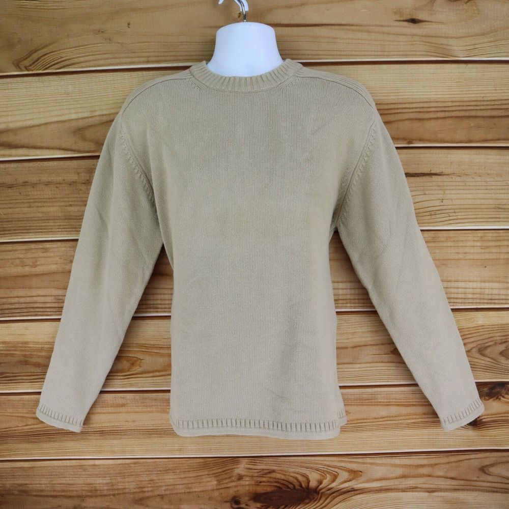 Sonoma Life + Style Sweater Crew Neck Mens Size‎ L Beige Tight Knit Long Sleeves